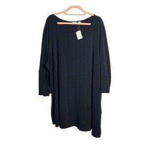 NWT Cato Woman Pullover Top 26/28 Asymmetrical Hem Black Shirt Blouse Tunic‎